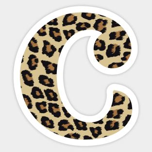 Letter C Leopard Cheetah Monogram Initial Sticker